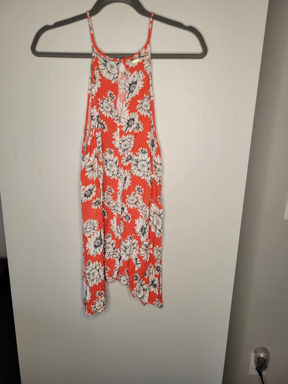 Eidon Floral Sleeveless Top Size M Orange White Boho Resort Tank